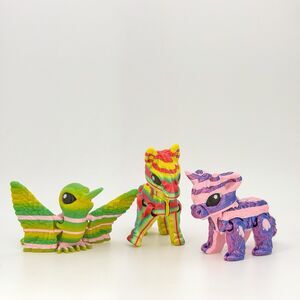 Articulated 3D Printed Fidget Toys Animal Set of 3 Hummingbird Horse Goat